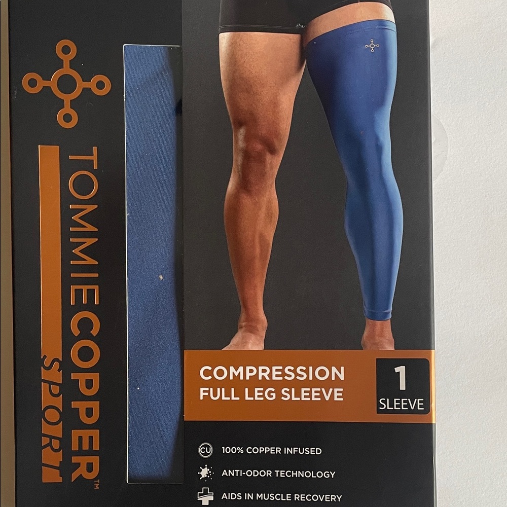 Tommie Copper Sport Men's Compression Full Leg Sleeve — Blue